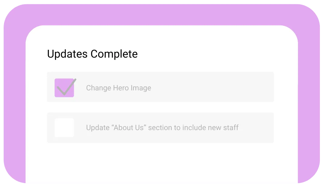Simple graphic with a purple outline of Hands-free maintenance package