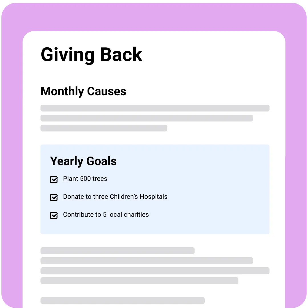 Giving back graphic for Scaled Up Solutions 10% to charity