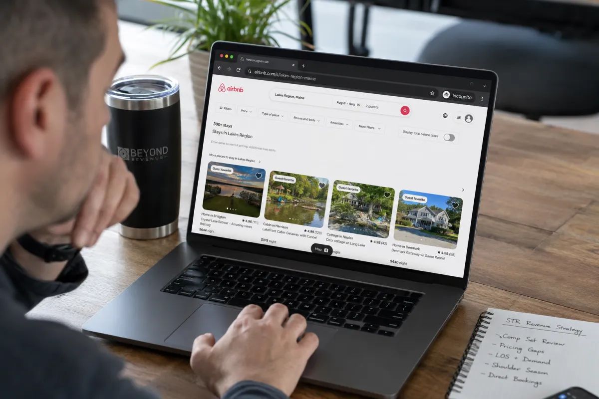 Revenue manager reviewing Airbnb search visibility and listing rankings