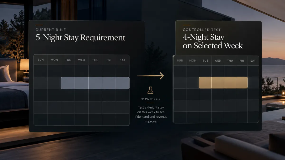 Learn how to test STR minimum-stay rules using booking behavior instead of relying on one permanent setting for every season and booking window.