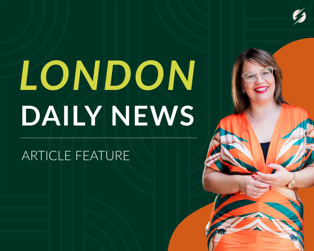 Thumbnail containing a picture of Angela and the title of her article feature (London Daily News)