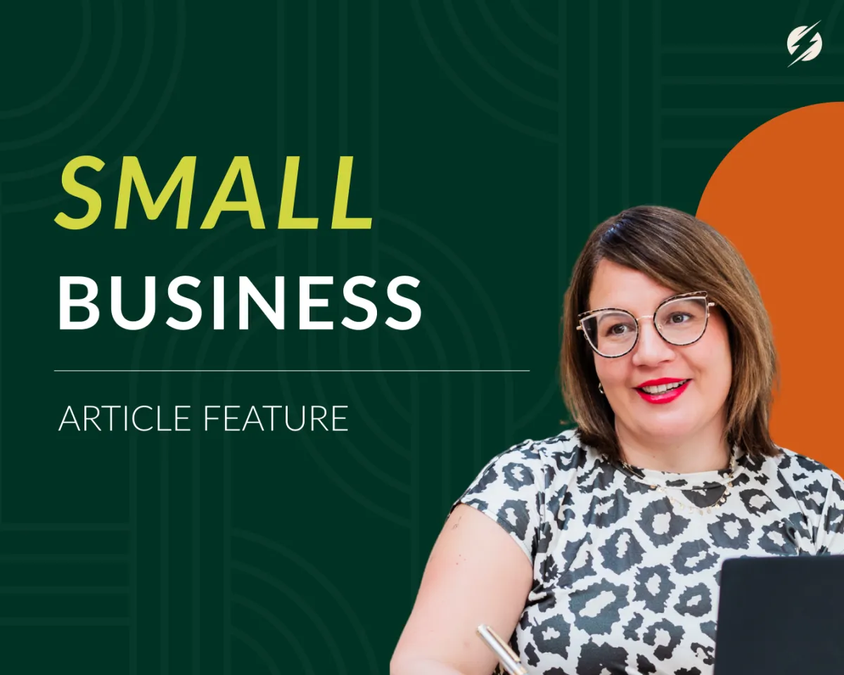 Thumbnail containing a picture of Angela and the title of her article feature (Family Friendly Working)