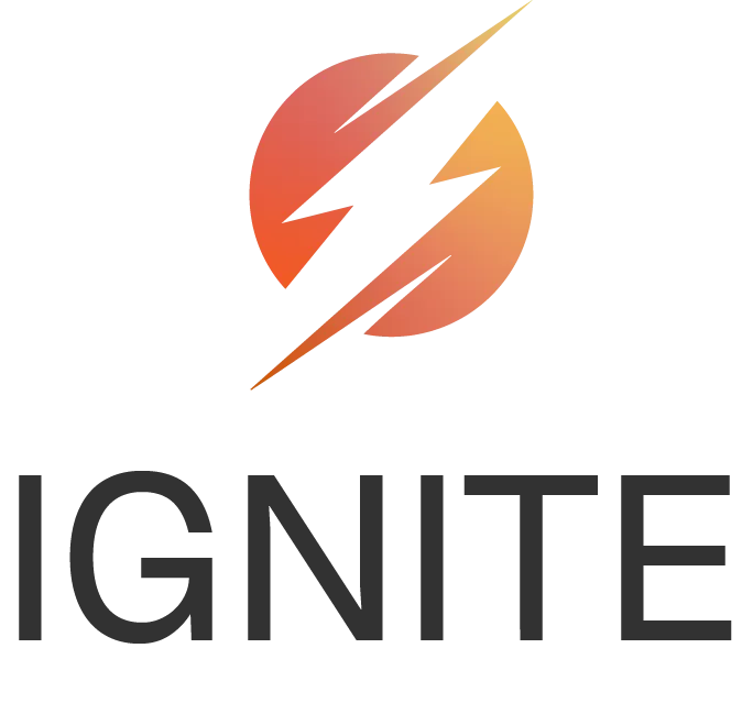 Lighting bolt logo in a dark to light orange gradient. The company name displayed below the logo.