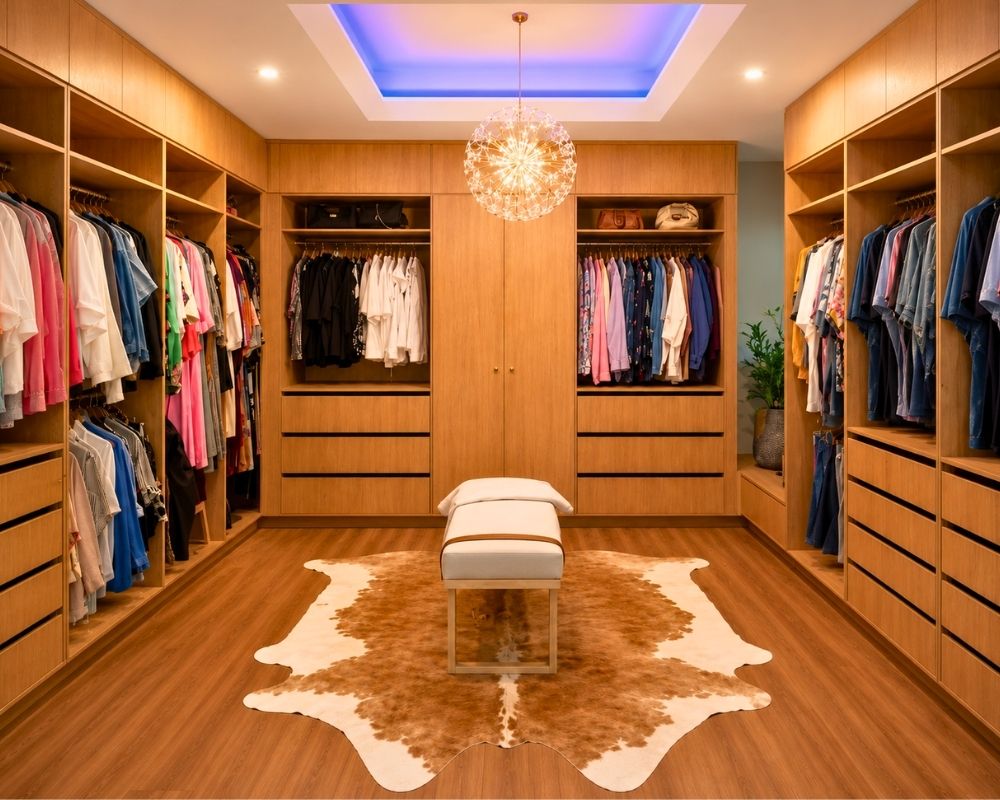 Custom walk-in robe created during a Tanawha home renovation