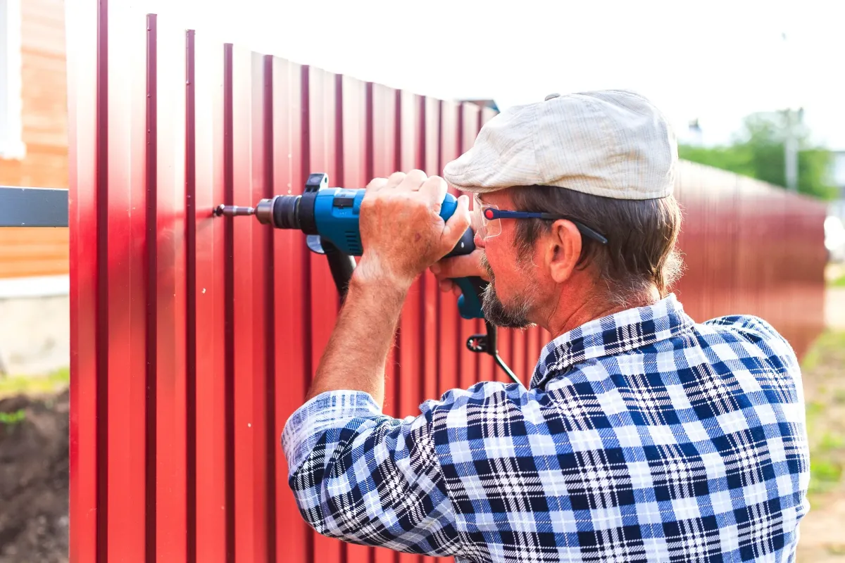 Parker Built Construction crew installing a wooden fence panel for a residential property