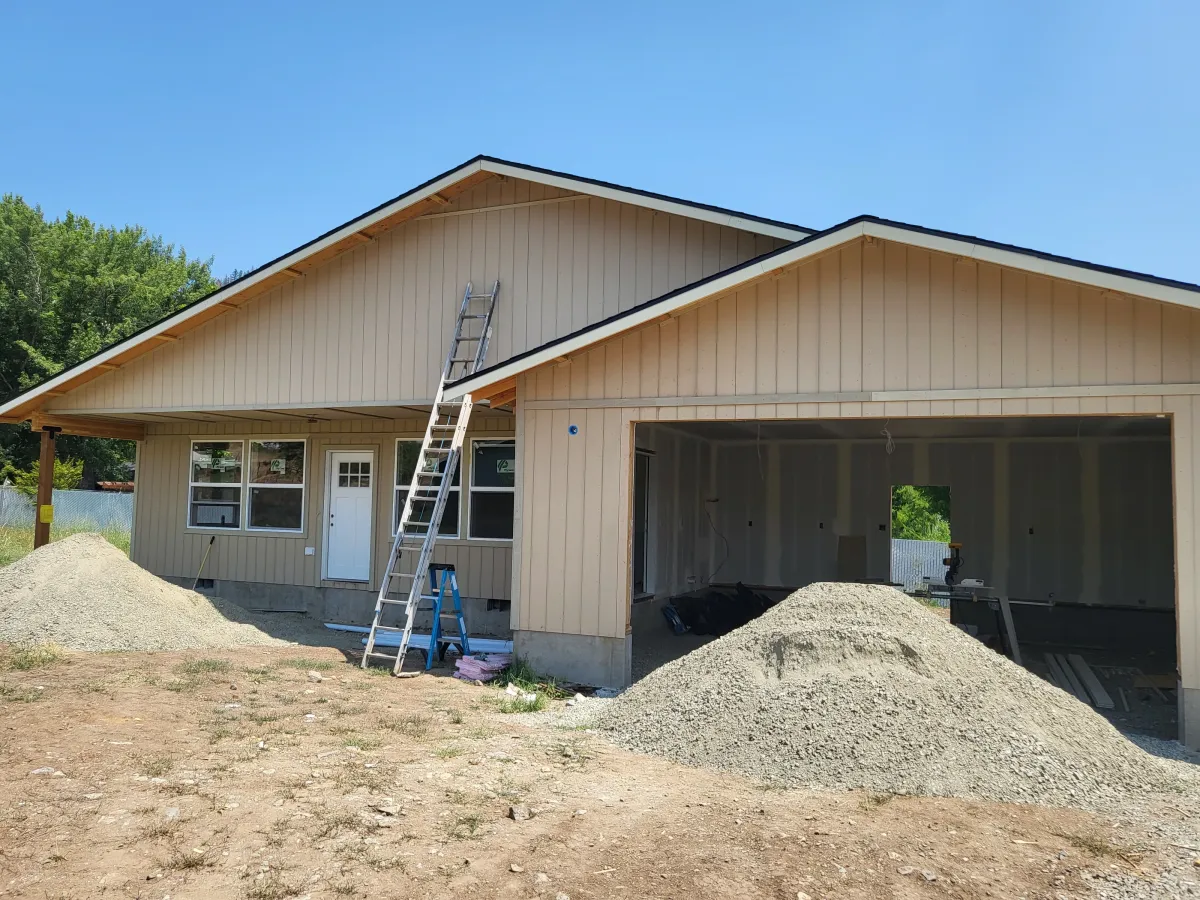 In-progress construction for a residential home. 
