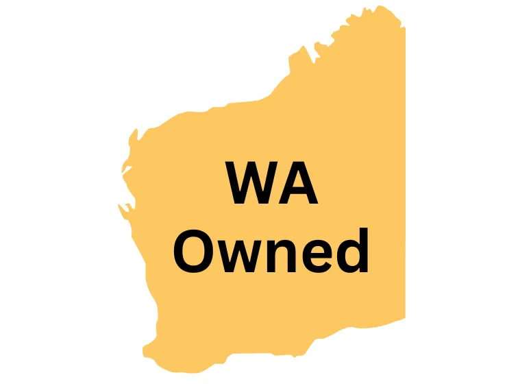 an image of a map of western Australia with the words WA Owned