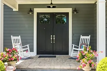 Brown stamped concrete patio