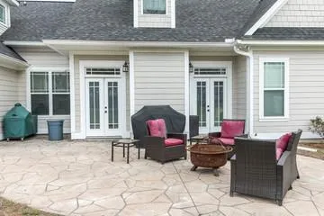 round stamped concrete patio