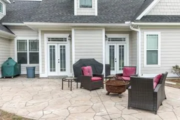 gray stamped concrete patio