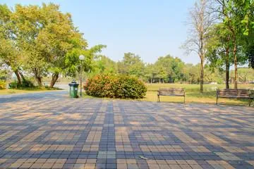 Brown stamped concrete patio