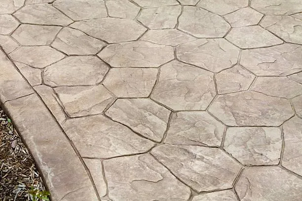 round stamped concrete patio