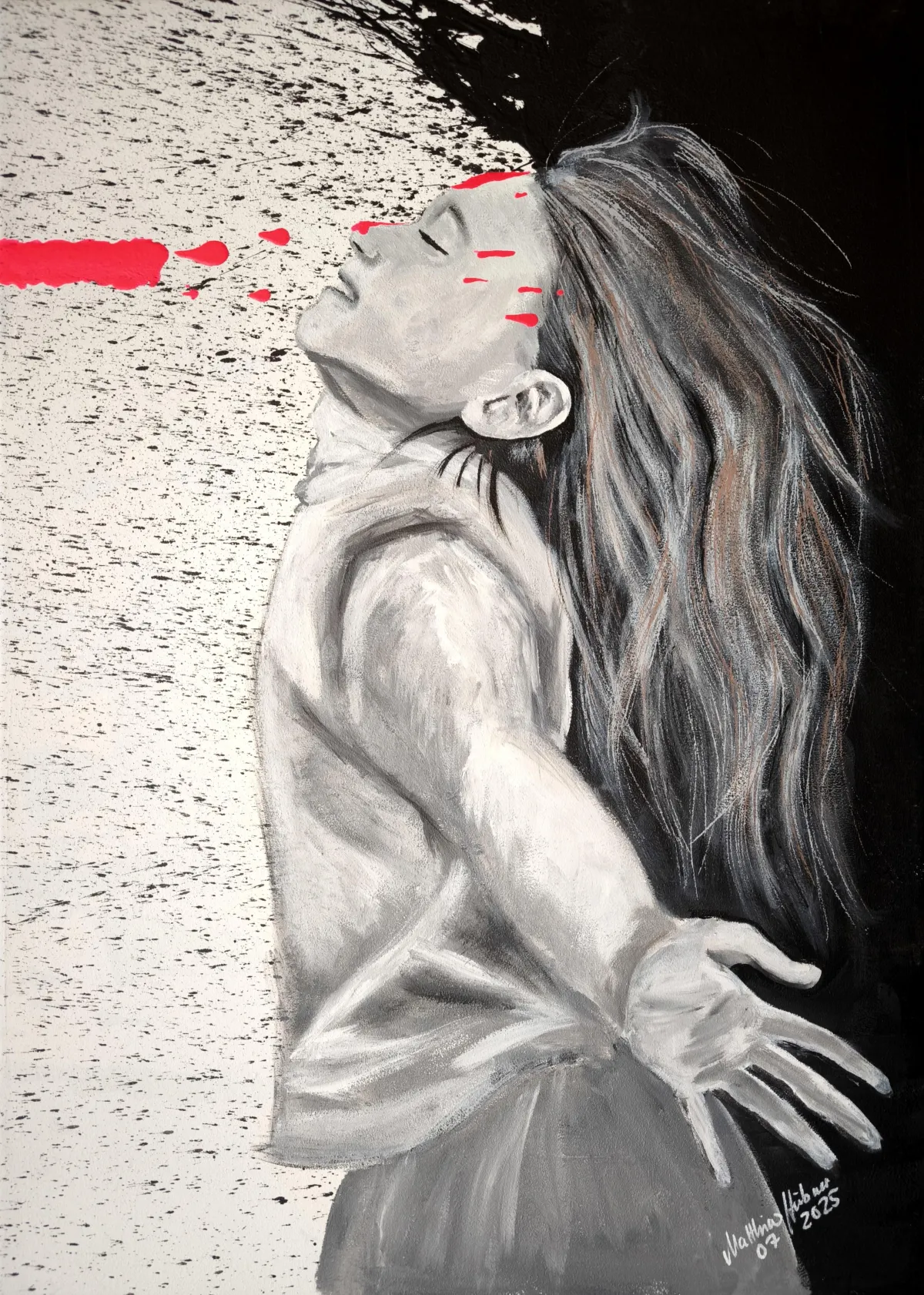Matthias Hübner, Farbstrich Ende (2025), Acryl auf Leinwand, 70 × 50 cm – Kuratorische Auswahl – Favori Art