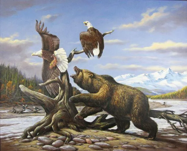 I am the Chief“ von Erich Graf: brüllender Löwe im Halbprofil vor sternklarer Nacht, Savannengras im Wind, Öl auf Leinwand, 80×80 cm.