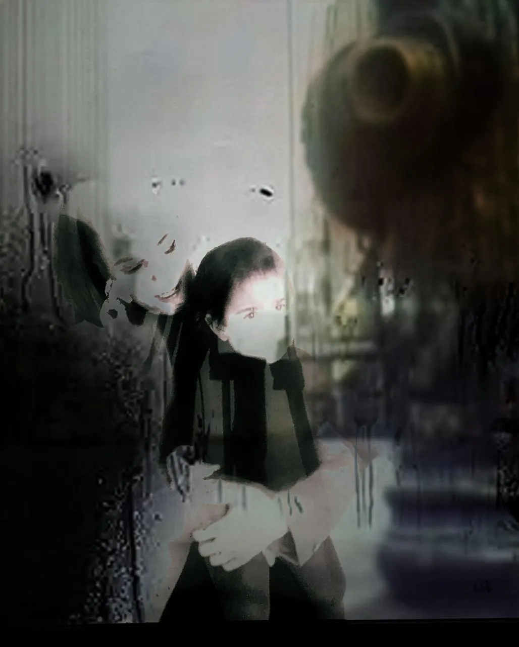 Ölgemälde „Water Lilies“ von Rufina Blache: weiße Seerosen mit roséfarbenen Nuancen über türkisblauem Wasser, umgeben von großen grünen Seerosenblättern, Öl auf Leinwand 60×80 cm.