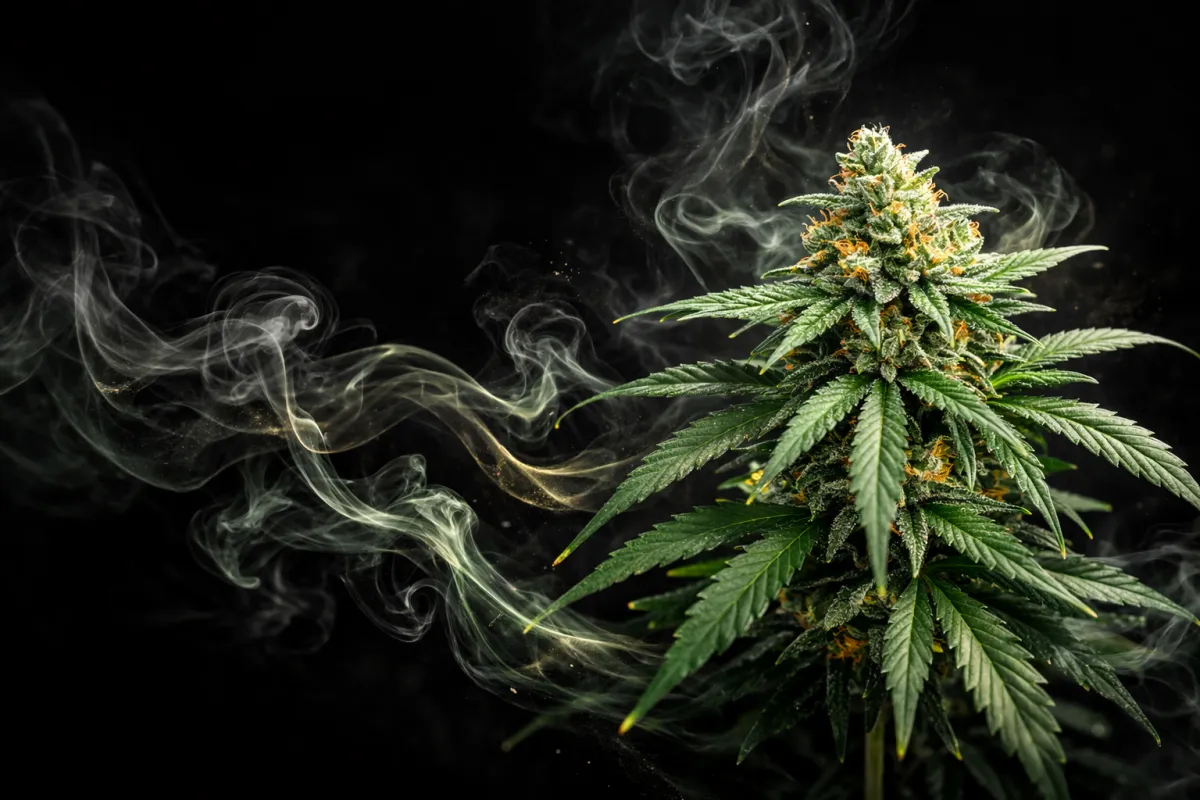 Curated selection of packaged cannabis products on a wooden table in a bright Chelsea storefront.