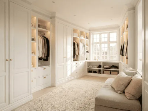 Lys garderobe med opbevaring