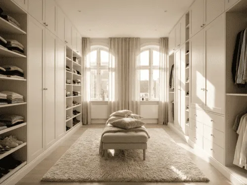 Hvid lys walk in closet i Hellerup Villa