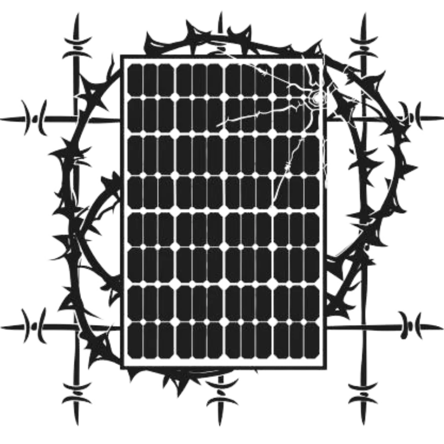 a perimeter fence around a solar panel