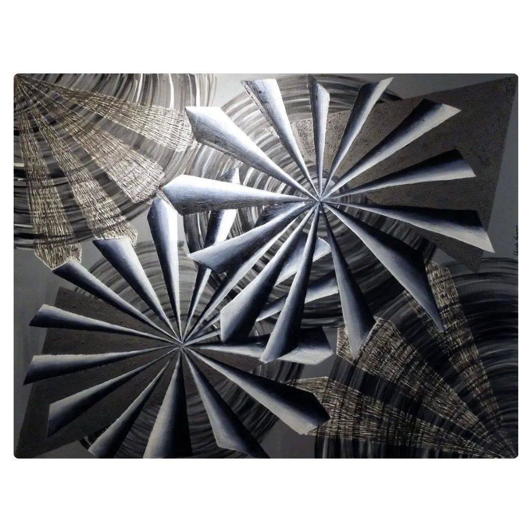 Peinture abstraite contemporaine évoquant le mouvement circulaire et la continuité du temps.