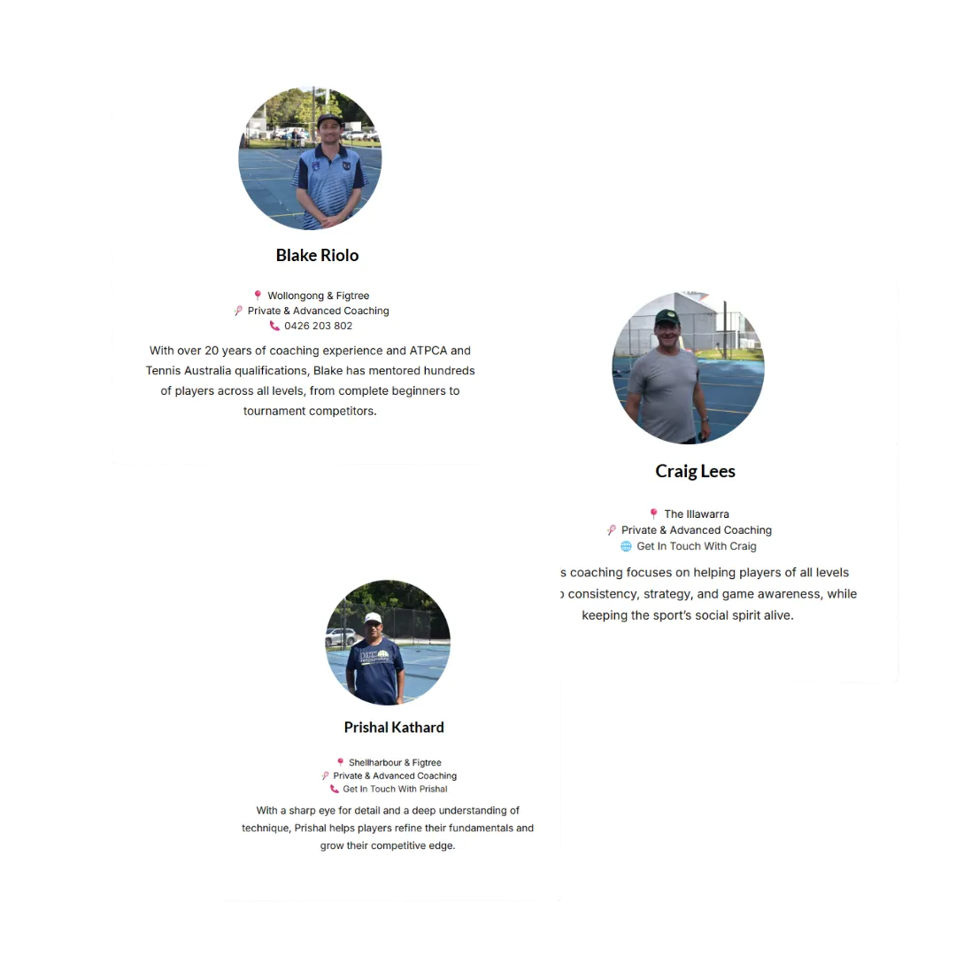 collage of the best pickleball coaches in the illawarra