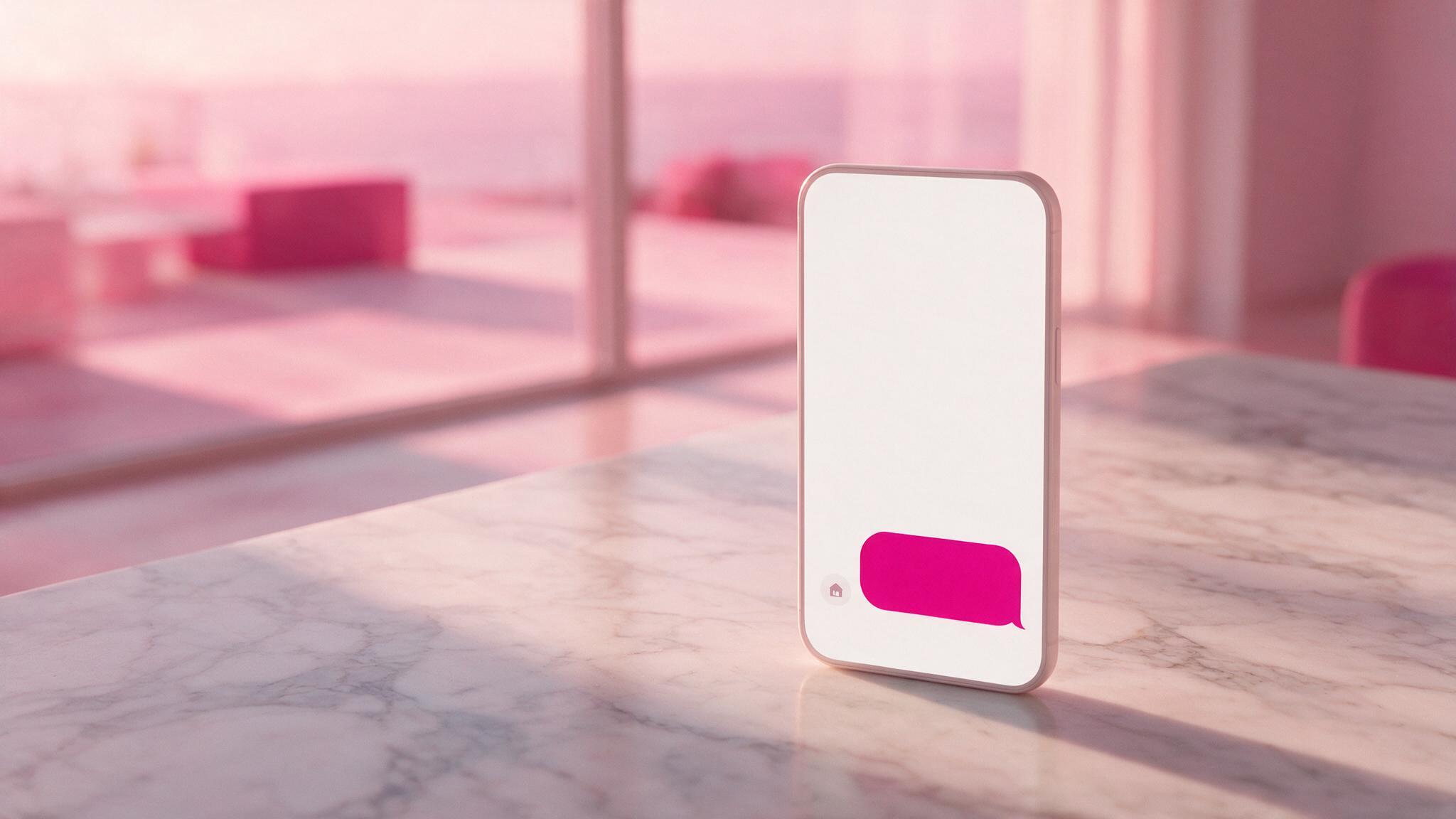 Téléphone sur marbre avec un message resté sans réponse — ghosting, il me ghost pourquoi