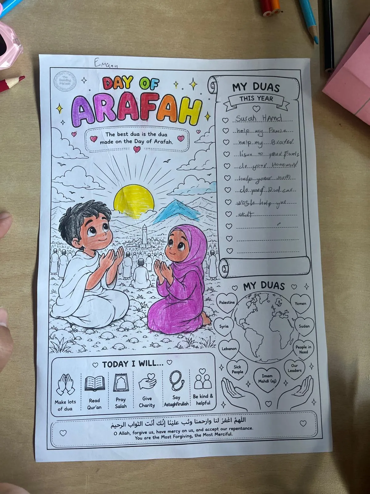 Arafah Day Activity Sheet