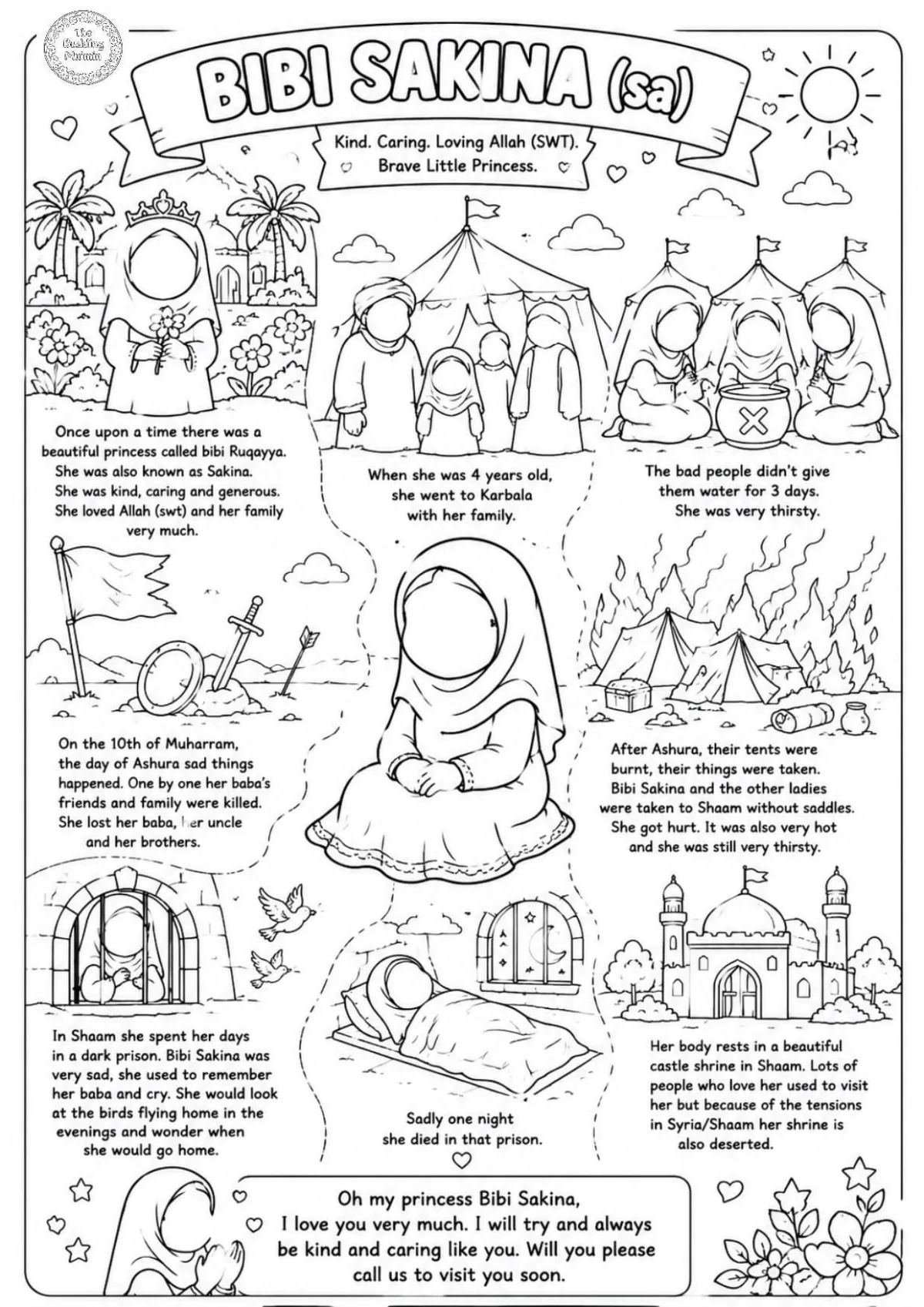 All About Bibi Sakina (sa) Facts, Quiz and Colouring.