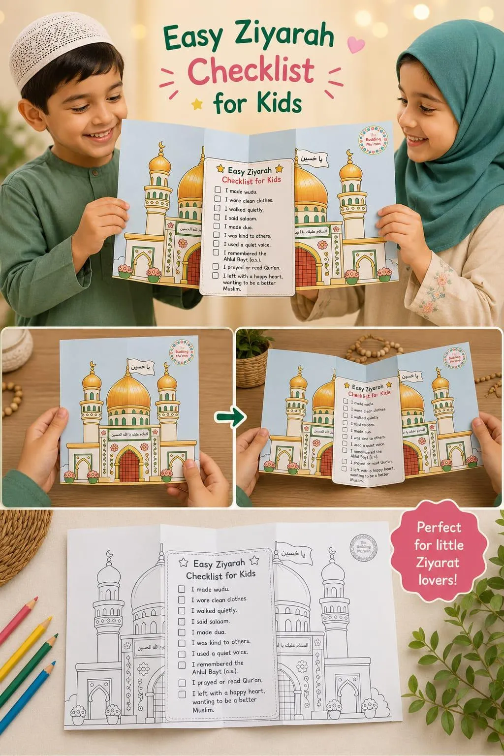 Easy Ziyarah Checklist Folding Craft for Kids