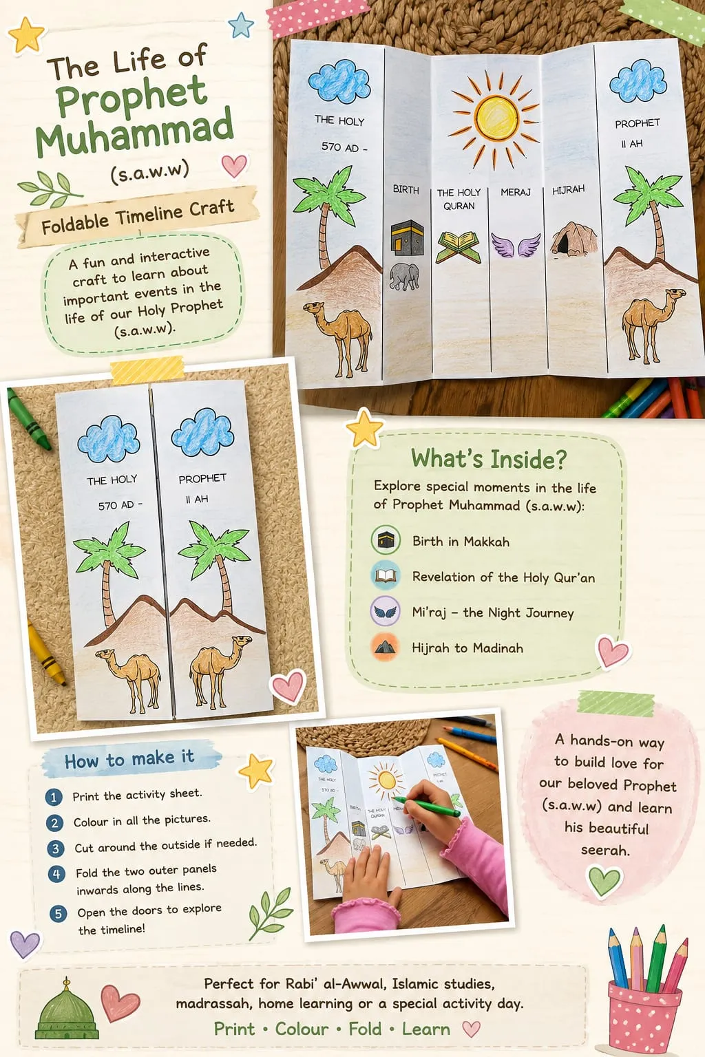 The Life of Prophet Muhammad (s.a.w.w) – Foldable Timeline Craft
