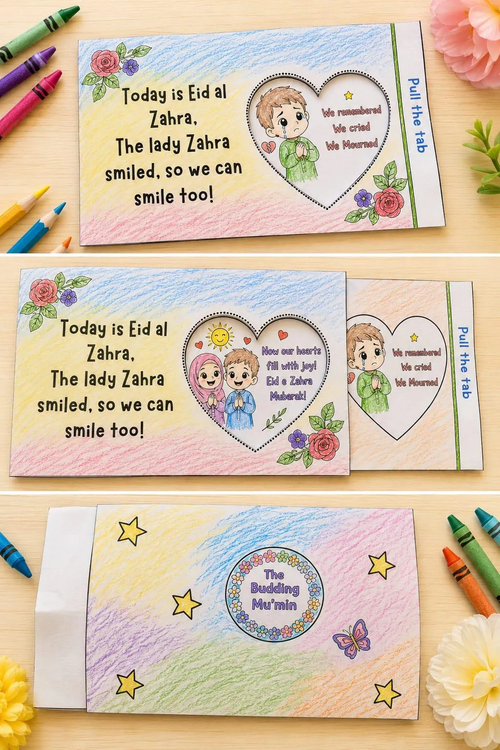 Eid al-Zahra “From Tears to Smiles” Pull-Tab Craft