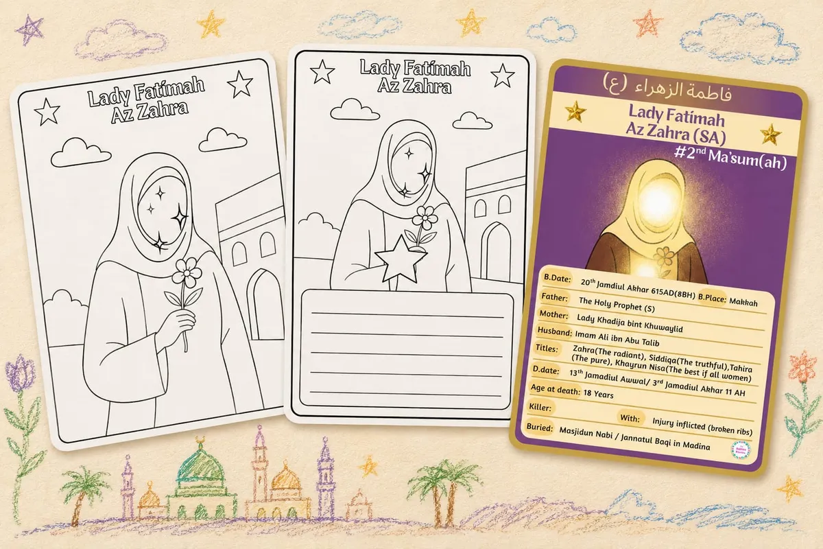 Lady Fatimah (sa) Fact Card, Activity Card and Colouring Card