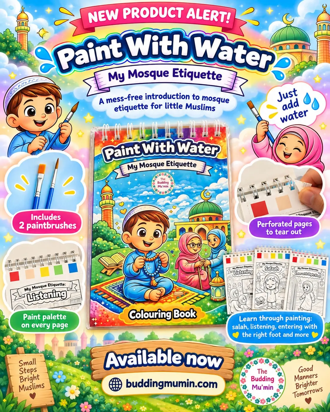Paint with Water - My Mosque Etiquette Colouring Book