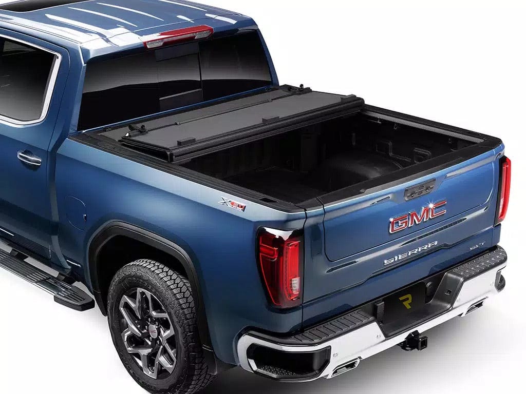 Ford F-150 with truck bed rack and tonneau cover