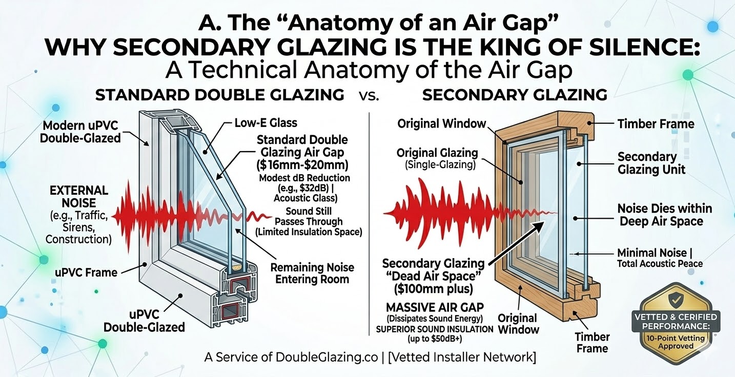 Comparison of acoustic insulation between secondary glazing and standard double glazing for noisy Scottish streets