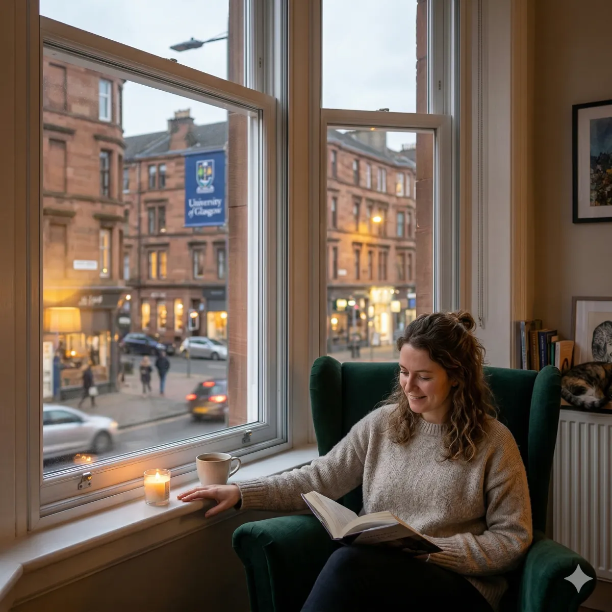 Secondary glazing installation in a Glasgow West End property preserving original internal shutters.