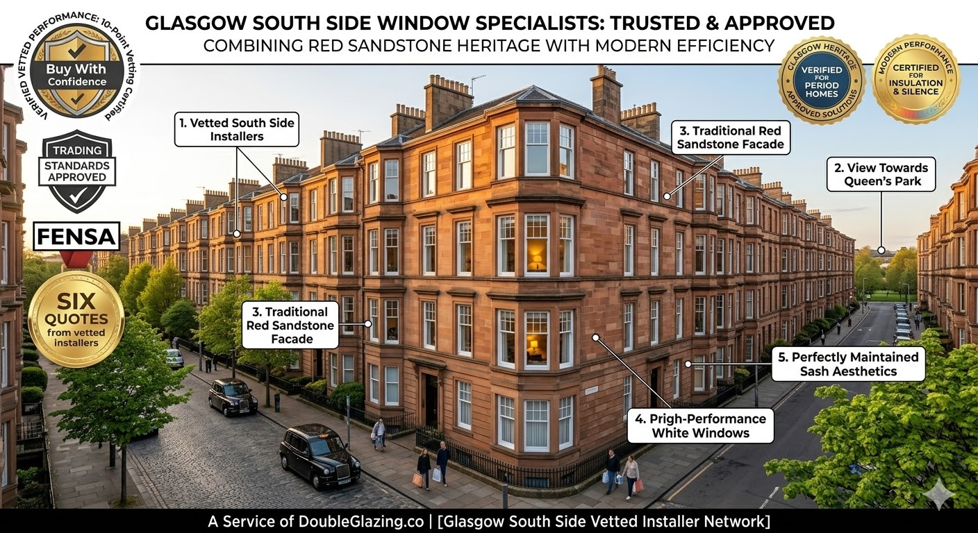 Double and secondary glazing installations for tenements and villas across the Glasgow South Side.