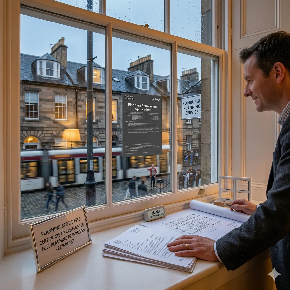 Acoustic secondary glazing reducing noise from Edinburgh trams and cobbled streets.