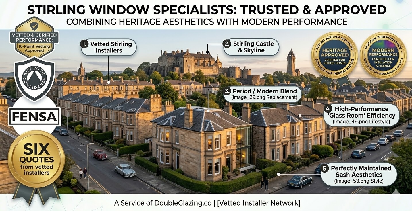 High-efficiency double glazing and secondary glazing installations for homes across Stirling and Dunblane.