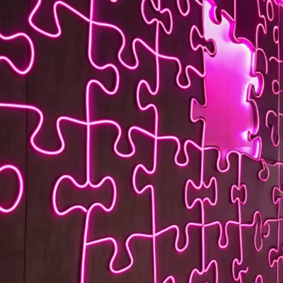 Perspective view of puzzle wall with missing piece—showing leadership growth with Tanya Spencer's coaching