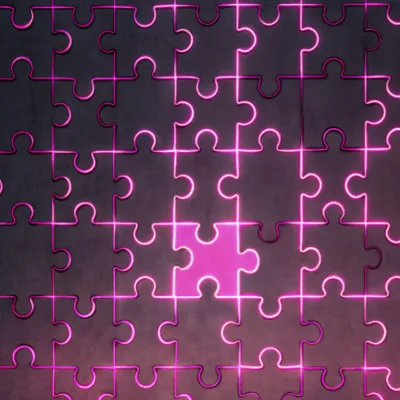 Bright neon puzzle wall in motion—designed to reflect the structure of F🤬ck Being Stuck coaching