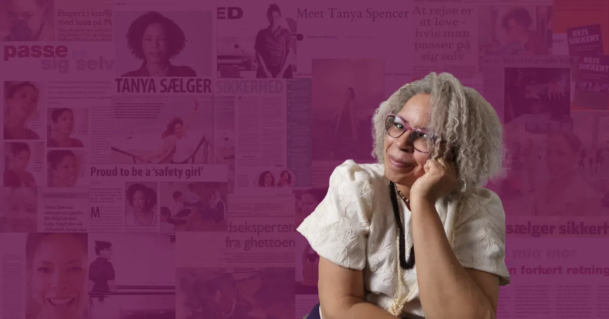 anya Spencer, leadership communication expert, smiling confidently in a sparkly top against a collage of media coverage and press headlines. Highlights her visibility, credibility, and role as founder of F🤬ck Being Stuck Coaching.