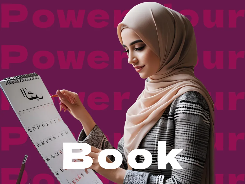 Focused woman scheduling her Power Hour Plus session with Tanya Spencer