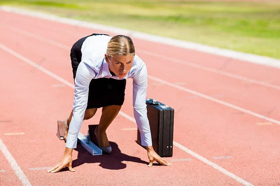 Simplify Your Tech business woman getting ready to run a race