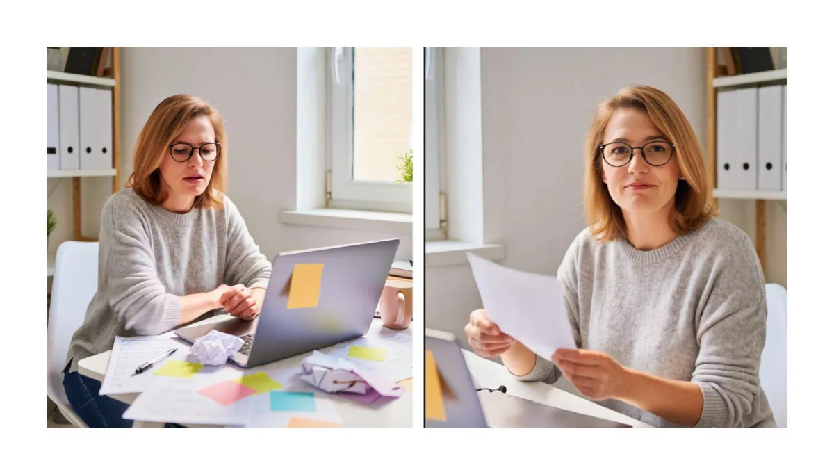 Simplify Your Tech - two women on laptops one stressed one calm