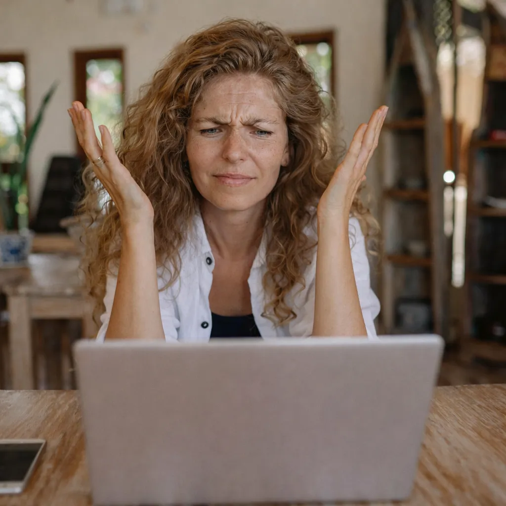 Simplify Your Tech confused woman at laptop