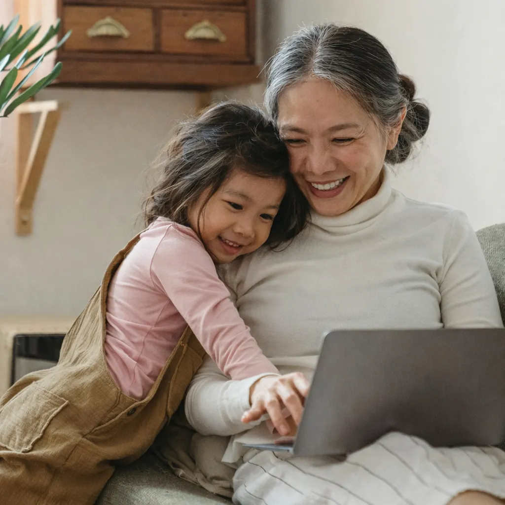 Simplify Your Tech woman with granddaughter and lapop