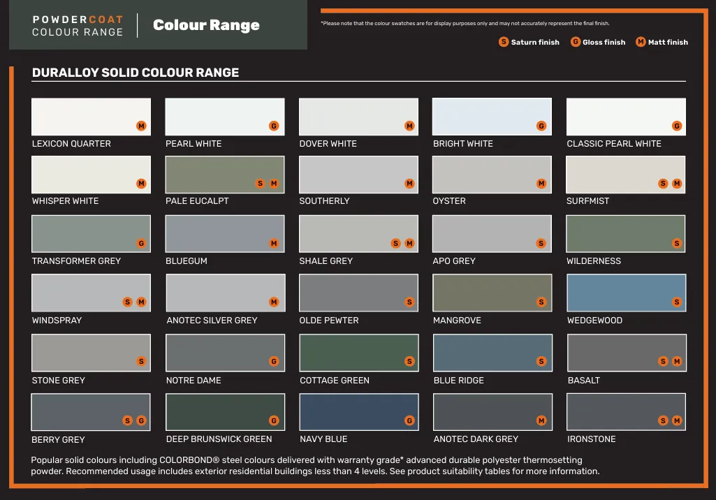 Powder Coat Colour Range Brochure