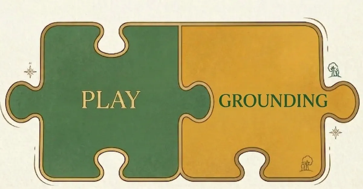 Puzzle pieces connecting with person illustration
