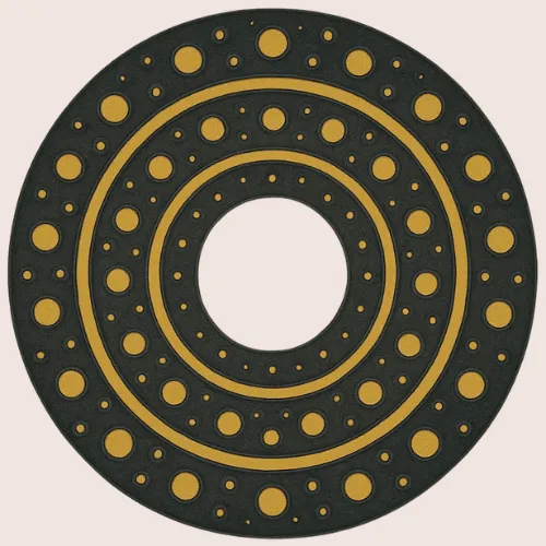 Minimalist flowchart with soft teal, blush, and lavender circles connected by gentle lines, symbolizing stages of personal growth in a calming, open layout.